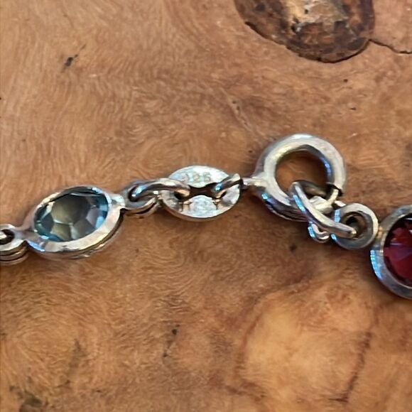 Multi Colored Gemstone Sterling Silver Bracelet - Picture 2 of 3